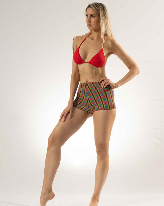 Shoreline Echo Halter Bikini Top – Solid Red